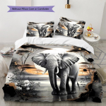 Aafrika elevandi mustriga voodipesu tekkikomplekt Tekikate padjap&uuml;&uuml;r Kodu kaunistus Kingitus (1 * tekikott + 2 * padjap&uuml;&uuml;ri, ilma s&uuml;damikuta) 135x200cm white