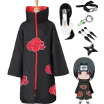 Naruto Akatsuki Organisatsioon Punase Pilve R&uuml;&uuml; Pikk mantel Uchiha Itachi Cosplay Kotka Organisatsiooni Keep Anime Komplekt Cosplay XL black