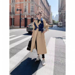 Pika p&otilde;lvega trenchmantel naiste kevad- ja s&uuml;gisese disainiga Sense Denim Splicing Briti stiilis vabaaja mood jakk L