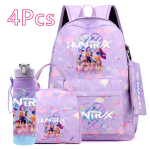 4 tk/komplekt Multikas KPOP tr&uuml;kitud seljakott k&auml;ekoti ja pliiatsitopsiga 750 ml veepudel teismelisele poisile t&uuml;drukule suure mahutavusega raamatukott koolikott Mochila