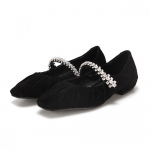 Barbara Leather Suede Jewelry Mary Jane Flat Bbe531bk 225mm
