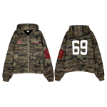 Unisex Moodne Punk Camouflage Tikitud Kapuutsiga Puserõmbus S&uuml;giseks/Talveks - Lahe Vaba L&otilde;ikega Mitmek&uuml;lgne Jakk. M kamuflaaž