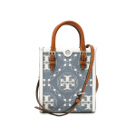 Tory Burch T Monogram Classic Mood K&otilde;ikjal Tr&uuml;kitud Denim Žakard ja Nahast T&otilde;mblukuga Kott Naistele T&otilde;mblukuga P&auml;rl-Sinine 145511-400 Basic Set (Bag+Dust Bag)