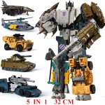 Haizhixing 5-&uuml;hes Transformeeruv Robootika Auto M&auml;nguasjad Anime Devastator Lennuk Tank Mudel KO Poiste Veoauto Kollektsioon Laps T&auml;iskasvanu Kingitus