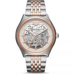 Emporio Armani Zeta Valge Kahev&auml;rviline Roosa Metall Meeste Mehaaniline Automaatne AR60002 Kell valge