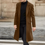 Talvemood meeste Slim Fit pika &uuml;herealise termovillast trent&scaron;mantel M pruun