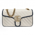 Gucci Gg Marmont Kuldse Sildiga Logo V&auml;rviliselt Blokeeritud &Auml;&auml;ris Keti ja Tepitud Nahaga Messengeri Kott &Otilde;lakott Naiste Mudel Basic+Dust Bag valge/sinine