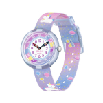 Swatch Flik Flak Kvartsikell 35 mm Lilla sihver Bioplastist korpus Kangast rihm Unisex-kellad ZFBNP213 Purple