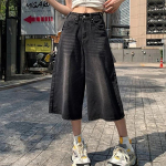 Suvised Vintage Naiste Kottis Jeansid Y2k L&otilde;dvad Pesitud K&otilde;rge V&ouml;&ouml;koht P&otilde;lvpikkuses Denim P&uuml;ksid Streetwear Lai Jalg L&uuml;hikesed P&uuml;ksid XXS must