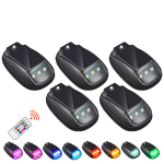 5in1 Solar RGB Led Strobe lights Light-Sensing Auto Roof Navigation Light Wireless LED Roof Decorative Light Security Warning li 5 IN 1 black