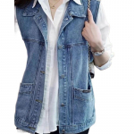 Moodne Pluss Suurus Elegantne S&uuml;gis Korea Stiilis Naiste Denim Vest Varrukateta Vabaaja Vest &Uuml;ler&otilde;ivas XS sinine