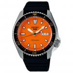 SEIKO Nr. 5 spordisarja 100 meetrit veekindel moodne stiil Automaatne silikoonrihm 42,5 mm meeste k&auml;ekell oranži sihverplaadiga SBSA309 oranž