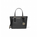 MICHAEL KORS Jet Set Travel Signatuurlogoga Ripatsiga Kaetud L&otilde;uendist T&otilde;mblukuga Kotikott T&otilde;mblukuga Kotikott Ostukott &Otilde;lakott Crossbody K&auml;ekott Naiste Must must