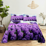 Lilla Voodipesukomplekt Voodilina Voodipesu Padjap&uuml;&uuml;r Queen King Suurus Lavendel Liblikas Magamistoa jaoks Pehme Twin Full &Uuml;hekordne Kahekordne 135x200cm