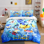 3-osaline personaalse nimega Pokemoni multikaprindiga voodipesukomplekt Tekikott 1 Tekikott 2 Padjap&uuml;&uuml;ri T&auml;iskasvanute ja Laste Voodipesukomplekt Luksuslik EU Twin 135X200cm