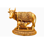 Kamdhenu lehm vasikaga messingist kuju kodu templisse | Gau MATA kuju pooja, Vastu ja j&otilde;ukuse jaoks orange