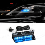 8 LED-iga auto stroboskoopvalgus Punane Sinine Merevaigukollane Valge Veekindel Tuuleklaasi H&auml;daabiv&auml;lk Hoiatusriba