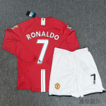 0708 Punaste Kuradite retro s&auml;rk koduv&auml;ljak Nr. 7 Ronaldo f&auml;nniversioon Meistrite Liiga versioon l&uuml;hikeste varrukatega pikkade varrukatega jalgpallis&auml;rgi komplekt S red