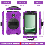 Kaitse&uuml;mbris Samsung Galaxy Tab Active 3 / Active 5 jaoks (T570/T575/X300/X306B) 8,0 / Tugev &uuml;mbris P&ouml;&ouml;ratav alus K&auml;epaelaga kate For Active 5 (2024) lilla