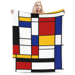 Piet Mondrian Abstract Pop Art s Pehme Soe Tekk Poiss T&uuml;druk Palus Visketekk Diivan Voodi Flanell Voodipesu Diivanivoodi Kate 75x100cm (30x40inch)
