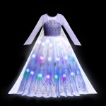 Laste LED-valgustusega kleit T&uuml;drukud Lapsed Lilla Roheline Cosplay Kost&uuml;&uuml;m Karneval S&uuml;nnip&auml;evapidu R&otilde;ivad Halloweeni Kost&uuml;&uuml;m Ballikleit 110 (3-4T) white