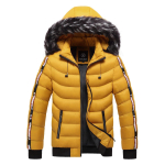 Meeste veekindel kapuutsiga karusnahast krae Parka jope mantel meeste s&uuml;gismood vabaaja parkad Meeste talvesoojad XXXXL kollane