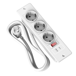 Sissepaigaldatav pikendusjuhe 3 pistikupesa AC 3680W &Uuml;lekoormusl&uuml;liti USB-A USB-C Sisseehitatud pistikupesa 1,5M juhtmega laua, kapi, konverentsilaua jaoks valge