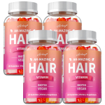Airboy AH-MAZING Juuksevitamini Kummikommid 100 tk - Biotiin 5000 mcg koos C-vitamiini E B6 Tsinkiga, Juuste Naha & K&uuml;&uuml;nte Toetus 100*4