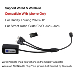 Mootorratta juhtmevaba Carplay adapter Harley 2023-UP 121CVO 117CVO Touring Street Road Glide jaoks iPhone'ile 2023-2026 black