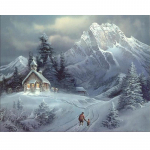 Teemanttikandid Mosaiikmaalikomplektid Seinaristi kleebis Snow Mountain Hut Picture Kodukaunistus 20X30CM