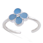 Bague argent enfant 'Flora' bleu (rhodi&eacute;) - 9x9x mm 46 h&otilde;be