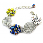 Les Tr&eacute;sors De Lily [N9515] - Bracelet artisanal 'New Life' jaune bleu (fait main) mitmev&auml;rviline