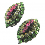 Les Tr&eacute;sors De Lily [P4639] - Clips Cr&eacute;ateur 'Sissi' rose vert noir -  30x18 mm mitmev&auml;rviline