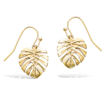 Les Tr&eacute;sors De Lily [Q6830] &ndash; kullatud &bdquo;Jungle&rdquo; k&otilde;rvar&otilde;ngad &ndash; 15x14 mm (monstera) kuld