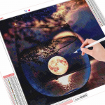 Full Drill Teemantmaal Kuu Art Rhinestone Teemanttikandid Maastiku Mosaiik Pudeli Ristpistes K&auml;sitsi valmistatud kingitus Full Round （30x30CM）