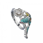 Loominguline koolibri s&otilde;rmus naiste v&auml;rviliste epoksiidist ehete jaoks Lilles&otilde;rmus Mood Naiste abielus&otilde;rmus K&auml;siemailiga peoehted 6 valge