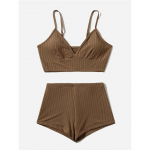 Soonikud l&uuml;hikesed p&uuml;ksid Naiste ujumistrikoo k&otilde;rge v&ouml;&ouml;kohaga bikiinid naiste ujumisriided Kaheosaline bikiinikomplekt, polsterdatud supluskost&uuml;&uuml;m naiste ujumiskost&uuml;&uuml;m S kohv