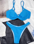 Seksikas naiste ujumistrikoo &uuml;hev&auml;rviline lipsu seljaga bikiinikomplekt Brasiilia ujumisriided rannar&otilde;ivad S sinine