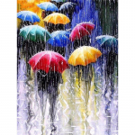 T&auml;ielik teemanttikandid V&auml;rviline vihmavari maastik 5D teemantmaal Mosaiik t&auml;navamaastikud pildid kaunistus Full Round 20x30CM