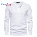 Cozy Up Casual Henley &uuml;mara kaelusega pikkade varrukatega T-s&auml;rk Meeste Slim Fit sportlik s&auml;rk M valge