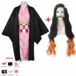Anime Demon Slayer Kimetsu no Yaiba Cosplay kost&uuml;&uuml;m Nezuko Kamado kimono vormiriietus Halloweeni riided 110cm