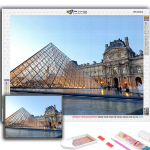 Populaarne 5D isetehtud ristpistes Louvre'i muuseumi maalimine t&auml;ispuur-ristpistes k&auml;sit&ouml;&ouml;komplekt Seinakleebis Kodukaunistus Full Round 20X30CM