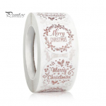 500 tk j&otilde;ulukleebised &uuml;mmargused roosid, kuldsed, r&otilde;&otilde;msad j&otilde;ulud 2.5cm