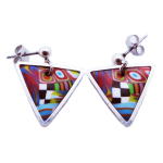 Les Tr&eacute;sors De Lily [R6510] - K&auml;sitsi valmistatud k&otilde;rvar&otilde;ngad Columbine & Harlequin, mitmev&auml;rviline h&otilde;be (kolmnurk) - 19x17mm mitmev&auml;rviline