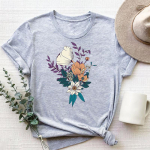 Akvarell-lilleriided vabaaja l&uuml;hikeste varrukatega 90-ndate armsa stiiliga naiste prindiga Naiste graafiline T-s&auml;rk Tee top moodne T-s&auml;rk S