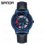 SANDA uus isikup&auml;ra, lahe meeste kvartskell, auto p&ouml;&ouml;rleva sihverplaadiga vabaaja veekindel rihmakell sinine