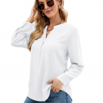 Kevadine soliidne &scaron;ifoons&auml;rk naiste vaba V-kaelusega pikkade varrukatega pullover-pluus Topid Moer&otilde;ivad Elegantsed naistepluusid 25236 L valge