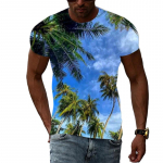 Suvised Coastal Palm Tree graafilised t-s&auml;rgid Meestele Mood vabaaja maastikumustriga T-s&auml;rk 3D-printimine l&uuml;hikeste varrukatega T-s&auml;rgid Top XL
