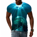 Suvemood Merekala graafilised t-s&auml;rgid Mehed Casual Trend Print T-s&auml;rk The Underwater World Mustrilised l&uuml;hikeste varrukatega T-s&auml;rgid Top 5XL