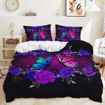 3D-v&auml;rviline Butterfly voodipesukomplekt tiibadega, tekikottide ja padjap&uuml;&uuml;ridega. Pehme ja pestav mikrokiudkangast kodukaunistus Baby 100x135cm